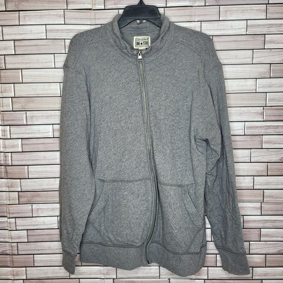 Converse One Star Jacket Men's Extra Large XL Grey Full Zipper 2 Pockets Vintage - Picture 1 of 13